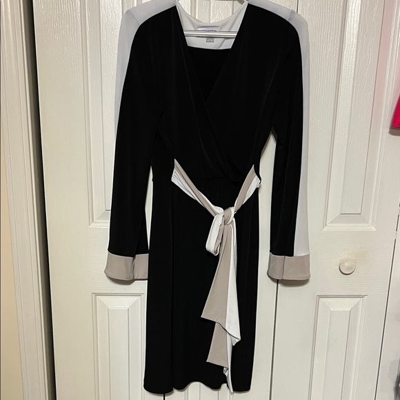 Calvin Klein Black and Gray Long Sleeve Dress - Picture 1 of 8